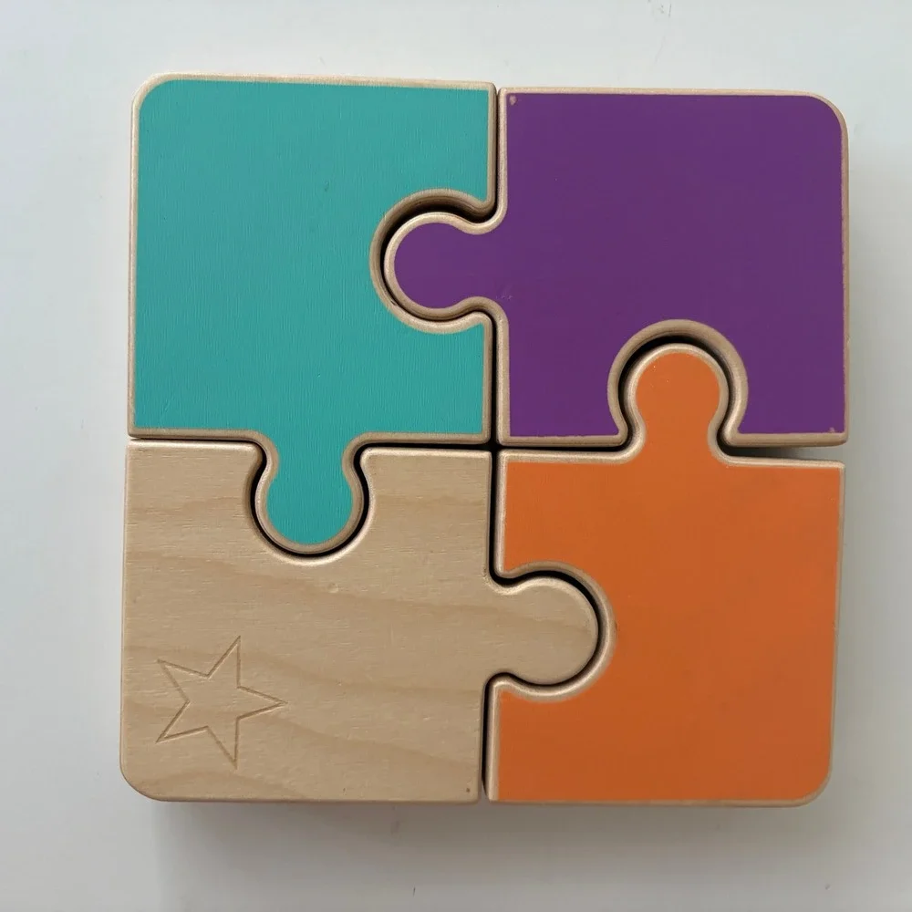 LoveveryChunky Jigsaw 4 Piece Wooden Puzzle‎ Educational Baby/Toddler Toy Color